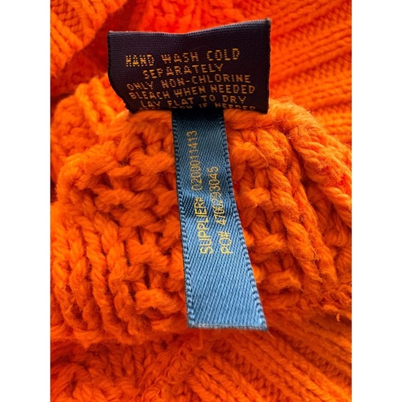 POLO Ralph Lauren Women’s Orange Cable Knit Long Sleeve Designer Sweater SzS - Picture 8 of 10